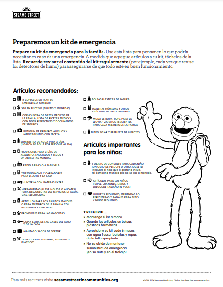 Imprima y coloree: KIT de emergencias de Plaza Sésamo 1 Imprima y coloree: KIT de emergencias de Plaza Sésamo
